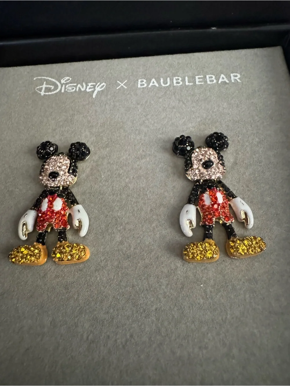 BaubleBar Mickey Mouse Glitter Stud Earrings - Black/Red/Gold